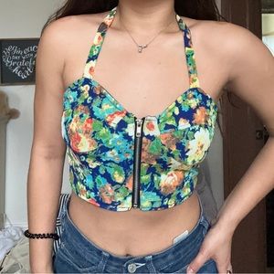 Summer Zip-Up Bustier Crop Top